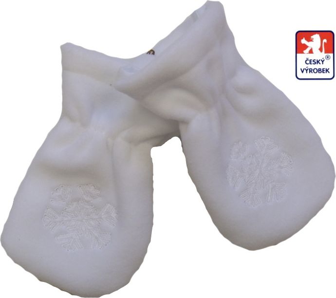 Dětské/kojenecké rukavičky s vločkou fleece, bílé vel.1 - obrázek 1