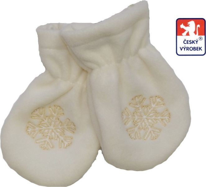 Dětské/kojenecké rukavičky s vločkou fleece, krémové vel.1 - obrázek 1