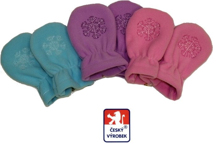 Dětské/kojenecké rukavičky s vločkou fleece, stř.modré vel.1 - obrázek 2