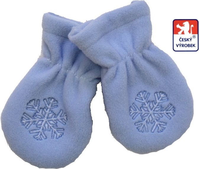 Dětské/kojenecké rukavičky s vločkou fleece, sv.modré vel.1 - obrázek 1