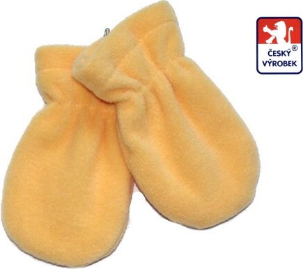 Dětské/kojenecké rukavičky s palečkem fleece, okrové vel.1 - obrázek 1