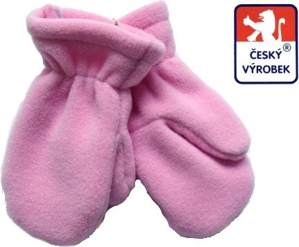 Dětské/kojenecké rukavičky s palečkem fleece, růžové vel.1 - obrázek 1
