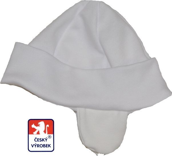 Bavlněná elastická čepička pro miminko, Kamil bílá vel.2 - obrázek 1