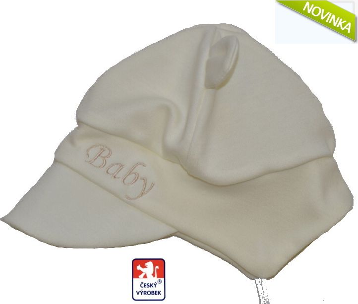 Dětská bavlněná čepička, zavazovací  Baby, krémová vel.5 - obrázek 1