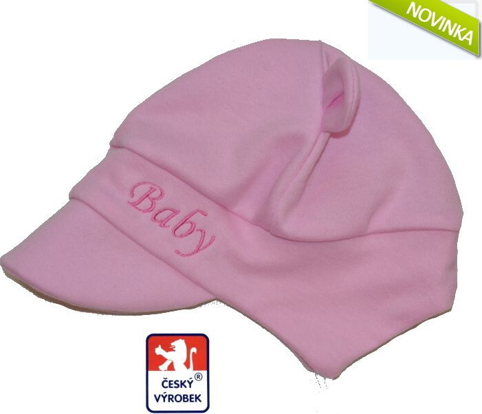 Dětská bavlněná čepička, zavazovací  Baby, růžová vel.5 - obrázek 1