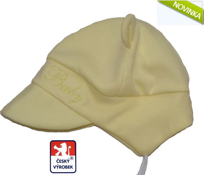 Dětská bavlněná čepička, zavazovací  Baby, žlutá vel.5 - obrázek 1