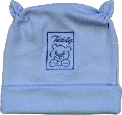 Bavlněná elastická čepička pro miminko, Teddy modrá velikost 5 - obrázek 1