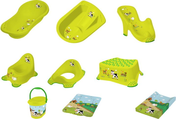 Dětské lehátko do vaničky Prima Baby Funny Farm zelené - obrázek 2