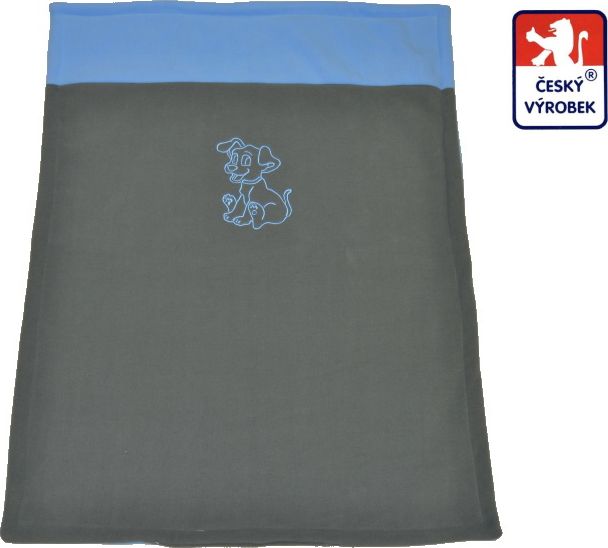 Deka do kočárku Dětský svět fleece kombinovaná modrošedá s pejskem - obrázek 1