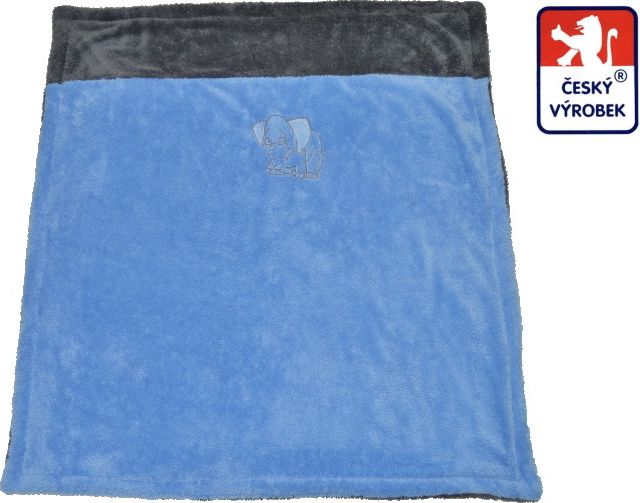 Dětská deka do kočárku Dětský svět Lama kombinovaná, modrošedá se slonem - obrázek 1