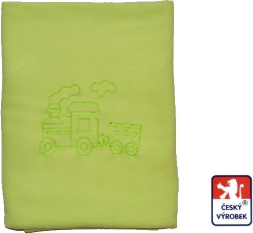 Dětská deka do kočárku, fleece, zelená s vláčkem - obrázek 1