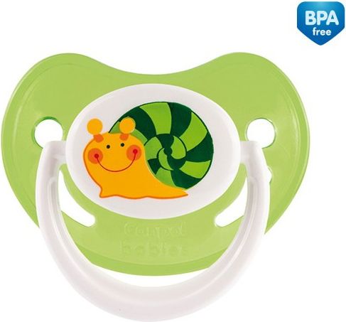 Šidítko 18m+ silikonové anatomické HAPPY GARDEN Canpol, zelený šnek - obrázek 1
