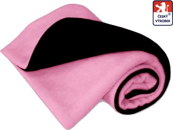 Deka do kočárku Dětský svět dvojitá fleece black/růžová - obrázek 1