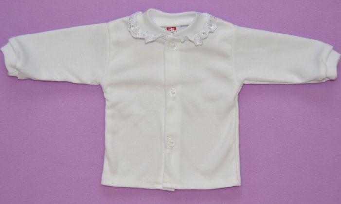 Bílá bavlněná kojenecká košilka/kabátek s krajkou, Dětský svět vel.68 - obrázek 1