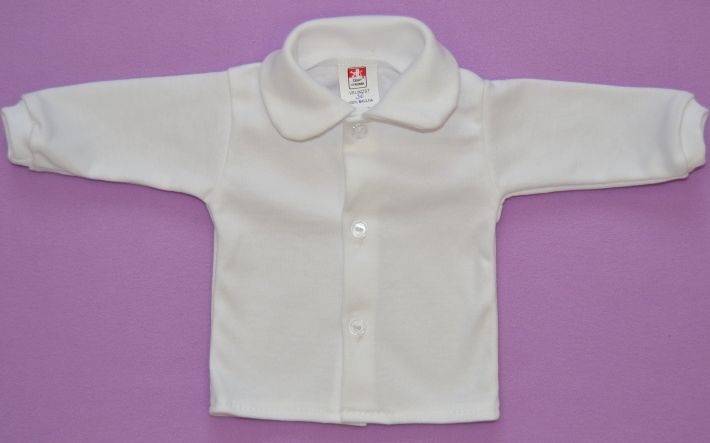 Bílá bavlněná kojenecká košilka/kabátek s límečkem Vítek vel.68 - obrázek 1