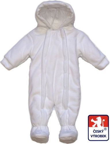 Zimní kojenecká kombinéza bílá, fleece, Dětský svět vel.86 - obrázek 1