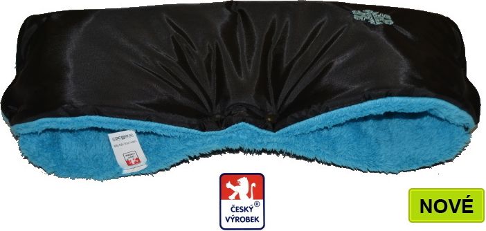 Rukávník na kočárek, Dětský svět, černý/tmavý tyrkys, Lamový  LUX Fantasie - obrázek 1