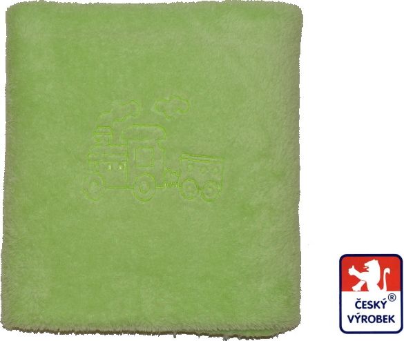 Deka do kočárku Dětský svět Lama zelená s výšivkou vláčku - obrázek 1