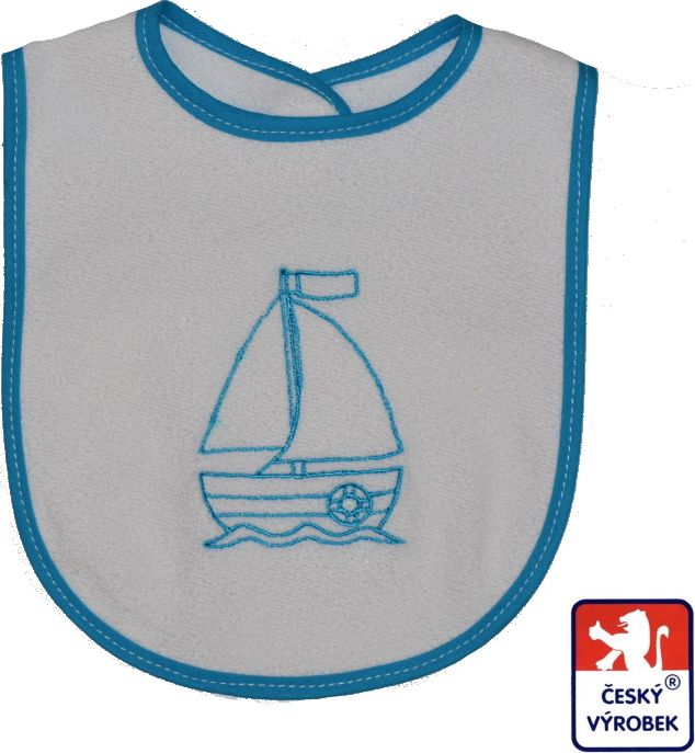 Dětský nepropustný bryndák, sv.modrý s loďkou, Dětský svět - obrázek 1