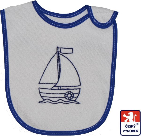 Dětský nepropustný bryndák, modrý s loďkou, Dětský svět - obrázek 1