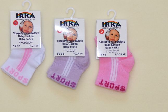 Kojenecké bavlněné ponožky, IRKA, Pink Sport Baby vel.56-62 - obrázek 1