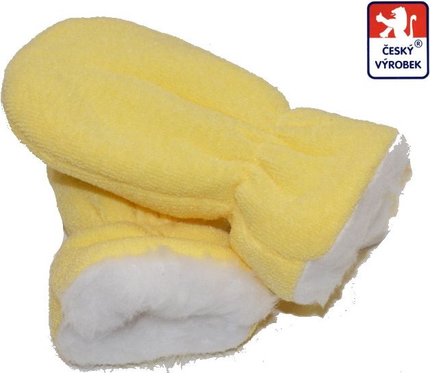 Dětské zimní rukavičky s kožíškem, Dětský svět, žluté - obrázek 1