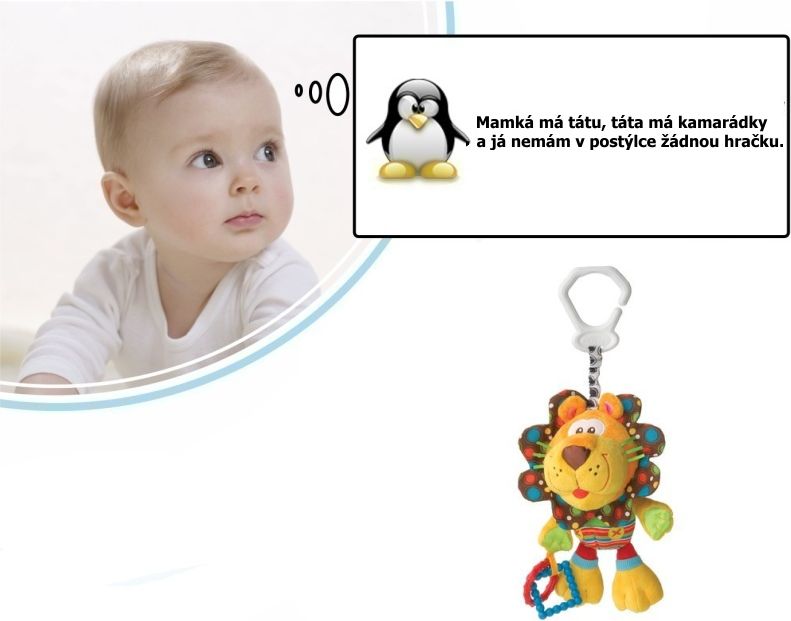 Závěsná plyšová hračka na kočárek, Playgro, lvíček Larry - obrázek 1