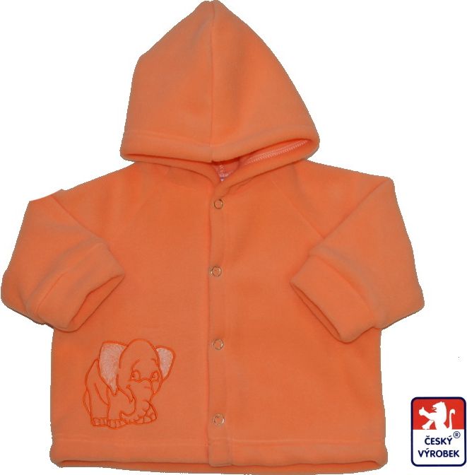 Dětská fleece bundička, oranžová se Slonem, Dětský svět, vel.86 - obrázek 1