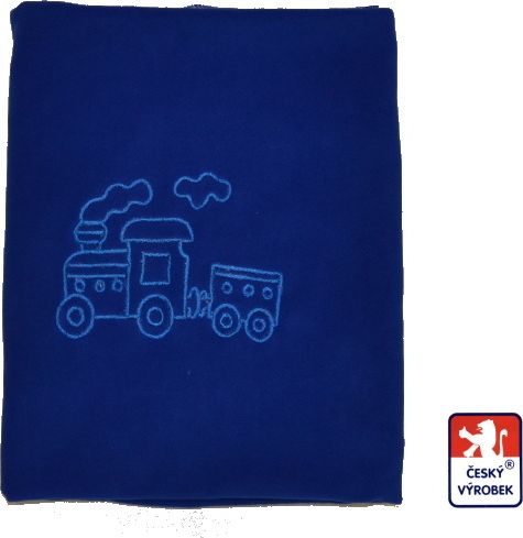 Dětská deka do kočárku, fleece, modrá s Vláčkem - obrázek 1