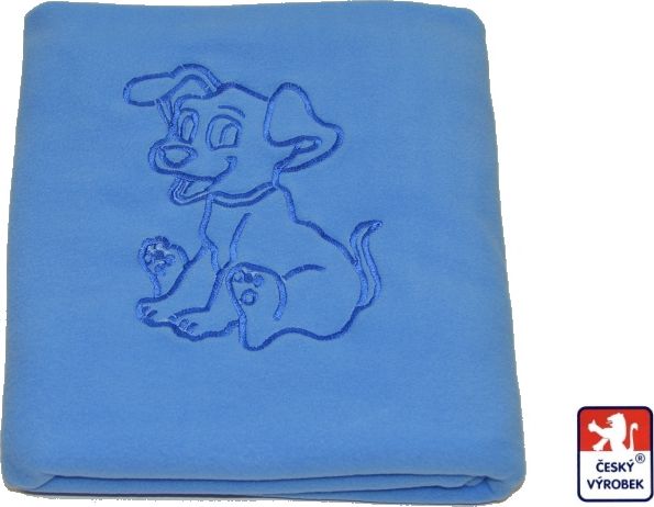 Dětská deka do kočárku, fleece, Dětský svět, modrá s pejskem - obrázek 1