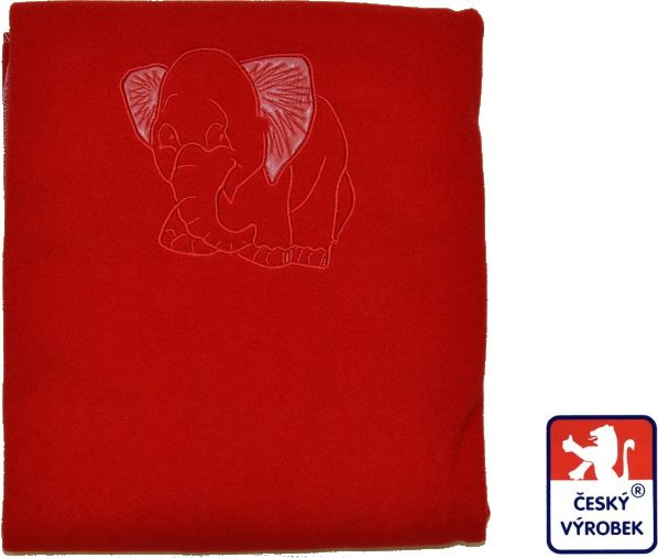 Deka do kočárku, fleece, Dětský svět, červená se Slonem - obrázek 1