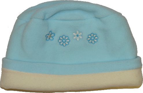 Dětská zimní čepice, Kytička, světlemodrá, vel.46-50, Výprodej - obrázek 1