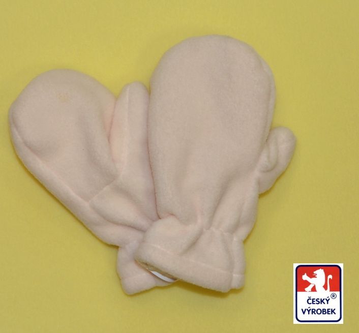 Kojenecké rukavičky s palečkem, Dětský svět, fleece, krémové - obrázek 1