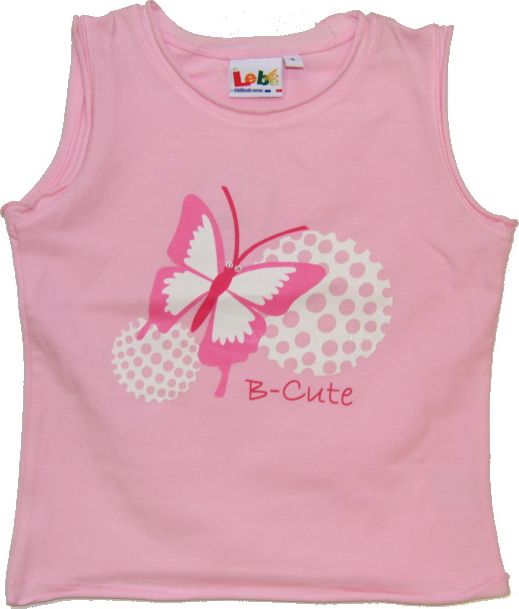 Dětské tričko nátělník, Lebe, růžové s motýlkem, velikost 3 - obrázek 1