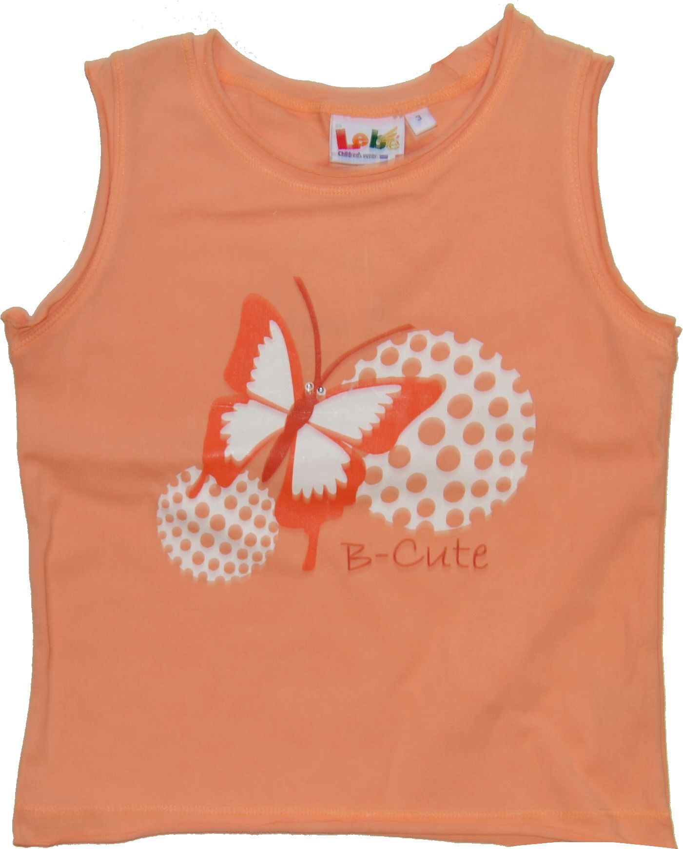 Dětské tričko nátělník, Lebe, oranžové s motýlkem, velikost 3 - obrázek 1