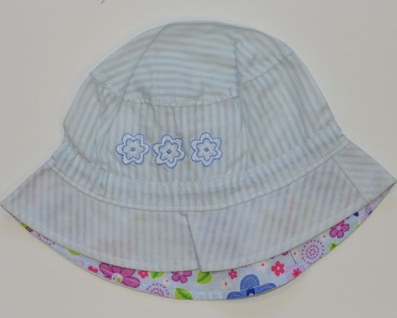 Dětská letní čepička, Dráček, klobouček modrá květinka vel.48-50, Výprodej - obrázek 1
