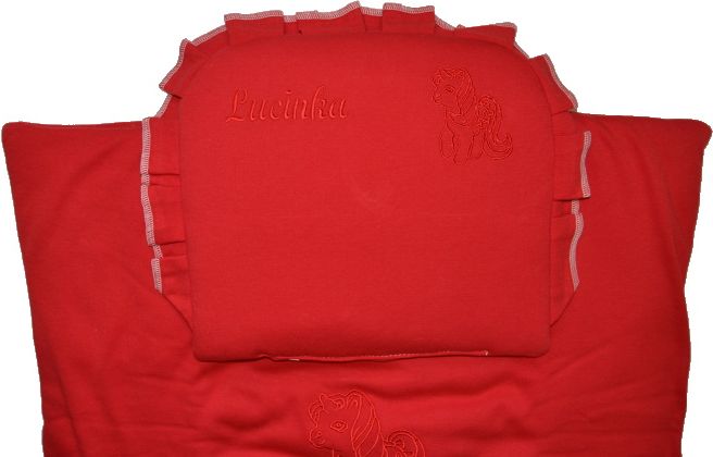 Peřinky do kočárku, Dětský svět, červené mako se jménem Lucinka, Výprodej - obrázek 2