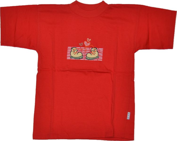Dětské tričko, MKO, červené s botičkami velikost 122 Výprodej - obrázek 1
