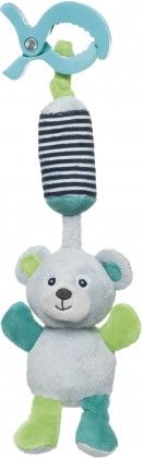 Plyšová hračka na kočárek Canpol babies šedý medvídek 68/054 se zvonečkem s klipem - obrázek 1