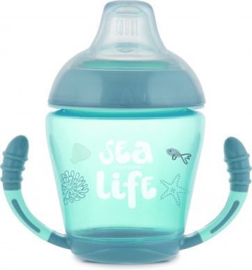 Nevylévací hrníček Canpol babies se silikonovým ventilem 230 ml SEA LIFE šedý - obrázek 1