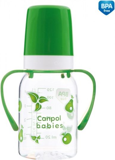 Kojenecká láhev Canpol babies 120 ml s úchyty 11/821 zelená - obrázek 1