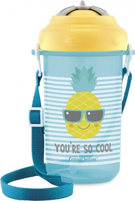 Cestovní sportovní láhev se slámkou a víčkem Canpol babies SO COOL Ananas 350ml 4/102 - obrázek 1