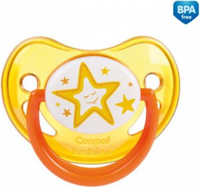 Dětské šidítko Canpol babies 22/500 silikonové anatomické 0-6m Night dreams oranžové - obrázek 1