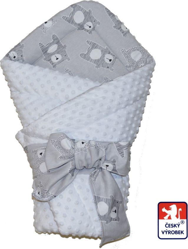 Zavinovačka Dětský svět bílá Minky/medvídek s mašlí - obrázek 1