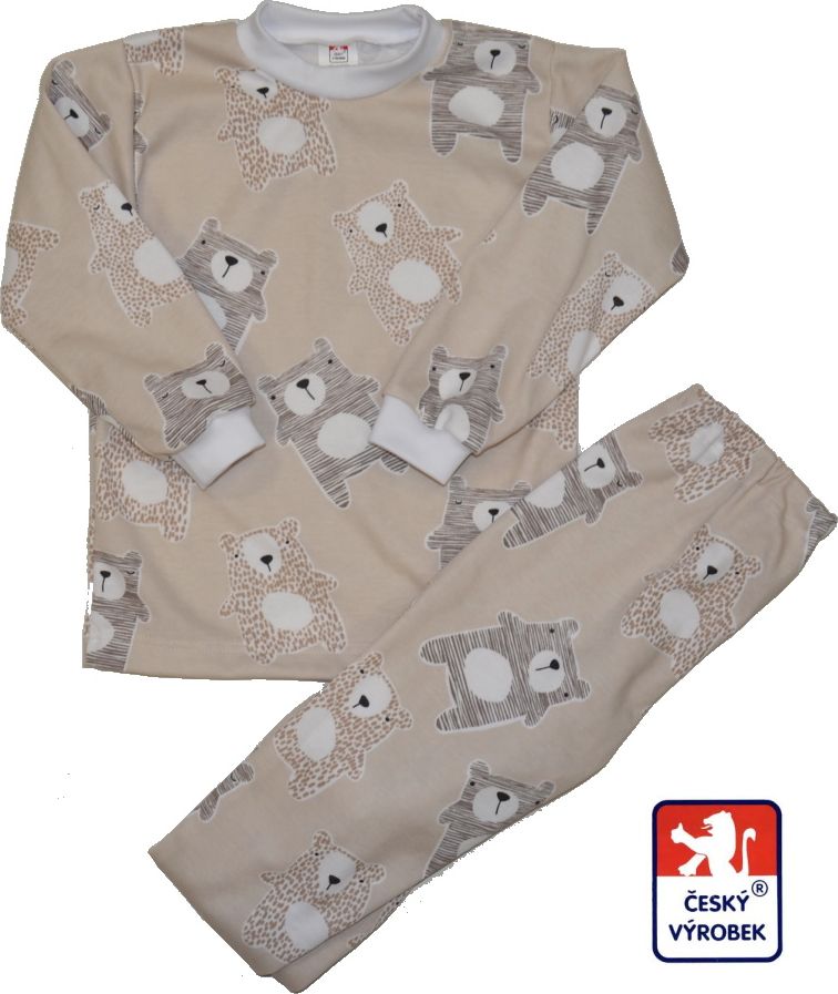 Dětské pyžamo Dětský svět béžový medvídek velikost 122 (Dětské bavlněné pyžamo, Dětský svět, béžový medvídek, velikost 122) - obrázek 1