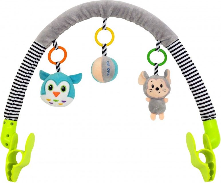 Plyšová hrazdička na kočárek Baby Mix sova a myška - obrázek 1