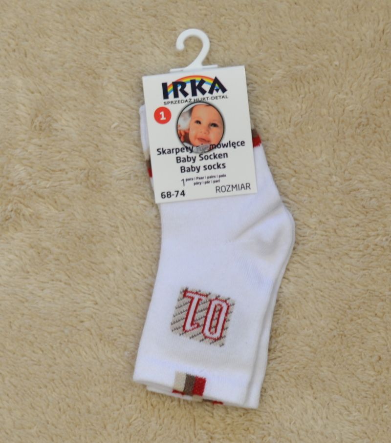Kojenecké bavlněné ponožky IRKA bílé 01 vel.1 68/74 - obrázek 1