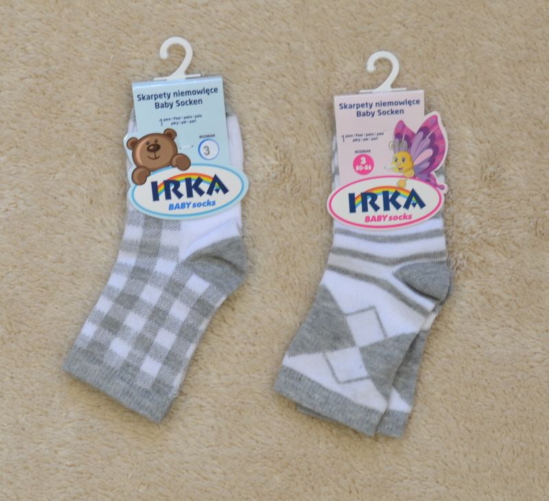 Kojenecké bavlněné ponožky IRKA bílošedé velikost 3 80/86 - obrázek 1