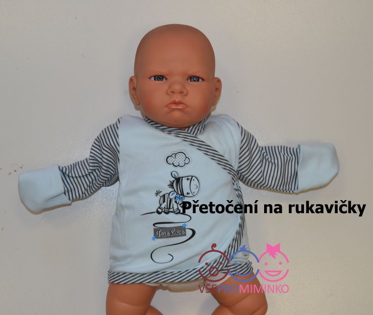 Kojenecká košilka, Gama, modrá s autem velikost 56 s rukavičkovým rukávem - obrázek 3