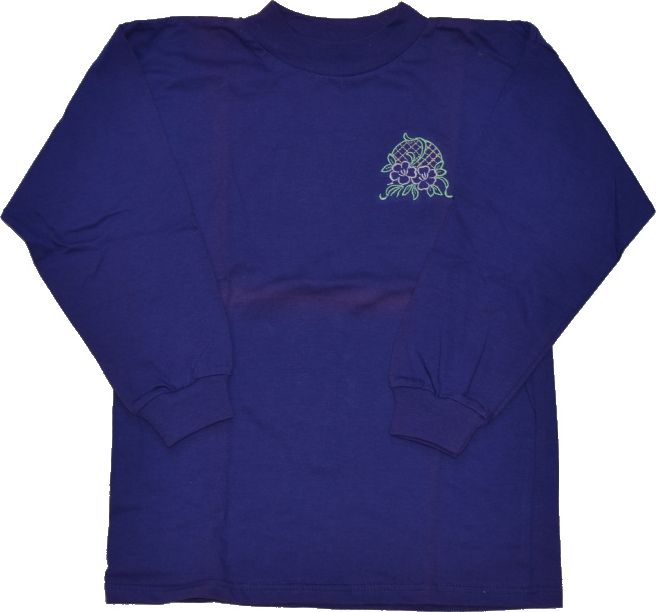 Dětské tričko s dlouhým rukávem, fialové s kytičkou velikost 116 - obrázek 1